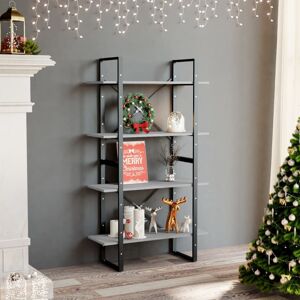vidaXL 4-Tier Book Cabinet Concrete Grey Engineered Wood Home Storage Bookcase vidaXL 4-Tier Book Cabinet Concrete Grey Engineered Wood Home Storage Bookcase