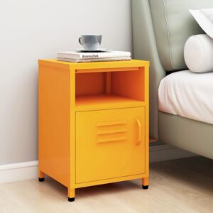 vidaXL Nightstand Mustard Yellow Steel Bedroom Bedside Side Storage Cabinet vidaXL Nightstand Mustard Yellow Steel Bedroom Bedside Side Storage Cabinet