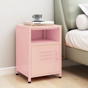 vidaXL Nightstand Pink Steel Home Bedroom Bedside Bed Side Storage Cabinet vidaXL Nightstand Pink Steel Home Bedroom Bedside Bed Side Storage Cabinet