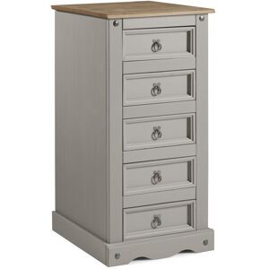 Mercers Furniture Corona Grey Wax 5-Drawer Narrow Pine Chest – Solid Pine, Hand-Waxed Grey Finish, Mercers Furniture Corona Grey Wax 5-Drawer Narrow Pine Chest – Solid Pine, Hand-Waxed Grey Finish,