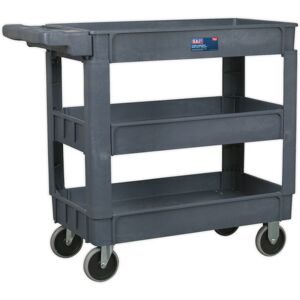 Loops Heavy Duty 3 Level Composite Workshop Trolley - 83kg Per Shelf - Deep Wall Loops Heavy Duty 3 Level Composite Workshop Trolley - 83kg Per Shelf - Deep Wall