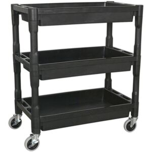 Loops 3 Level Composite Workshop Trolley - 60kg Per Shelf - Impact Resistant Plastic Loops 3 Level Composite Workshop Trolley - 60kg Per Shelf - Impact Resistant Plastic