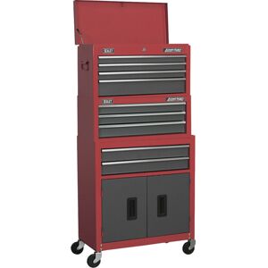 Loops 615 x 295 x 1295mm RED 9 Drawer Topchest Rollcab Combination Tool Chest Unit Loops 615 x 295 x 1295mm RED 9 Drawer Topchest Rollcab Combination Tool Chest Unit