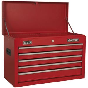Loops 660 x 305 x 430mm RED 5 Drawer Topchest Tool Chest Storage Unit - High Gloss Loops 660 x 305 x 430mm RED 5 Drawer Topchest Tool Chest Storage Unit - High Gloss