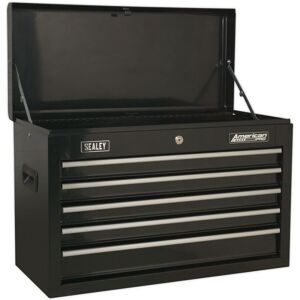 Loops 660 x 305 x 430mm BLACK 5 Drawer Topchest Tool Chest Storage Unit - High Gloss Loops 660 x 305 x 430mm BLACK 5 Drawer Topchest Tool Chest Storage Unit - High Gloss