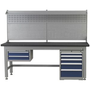 Loops 1.8m Complete Industrial Workstation & Cabinet Set - Back Panel Drawers Storage Loops 1.8m Complete Industrial Workstation & Cabinet Set - Back Panel Drawers Storage