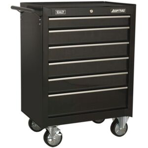 Loops 680 x 460 x 950mm 6 Drawer BLACK Portable Tool Chest Locking Mobile Storage Box Loops 680 x 460 x 950mm 6 Drawer BLACK Portable Tool Chest Locking Mobile Storage Box