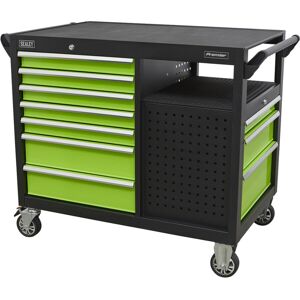 Loops Heavy Duty 10 Drawer Mobile Workstation Trolley - 2 x Open Shelves - 5" Castors Loops Heavy Duty 10 Drawer Mobile Workstation Trolley - 2 x Open Shelves - 5" Castors