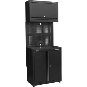 Black Modular Storage Cabinet - Magnetic Latches - MDF Worktop - Pegboard - Storage System Black Modular Storage Cabinet - Magnetic Latches - MDF Worktop - Pegboard - Storage System