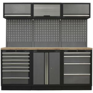 Loops Garage Storage System Unit - 2040 x 485 x 2000mm - 36mm Pressed Wood Worktop Loops Garage Storage System Unit - 2040 x 485 x 2000mm - 36mm Pressed Wood Worktop