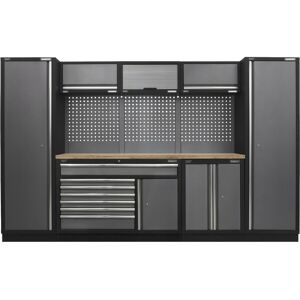 Loops Garage Storage System Unit - 3240 x 460 x 2000mm - 36mm Pressed Wood Worktop Loops Garage Storage System Unit - 3240 x 460 x 2000mm - 36mm Pressed Wood Worktop