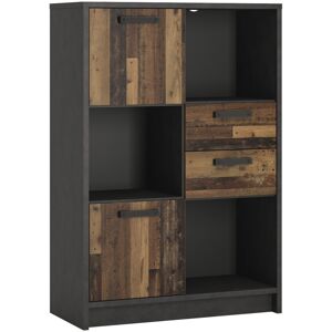 Furniture To Go Low Bookcase with 2 Doors and 2 Drawers in Walnut and Dark Matera Grey Furniture To Go Low Bookcase with 2 Doors and 2 Drawers in Walnut and Dark Matera Grey