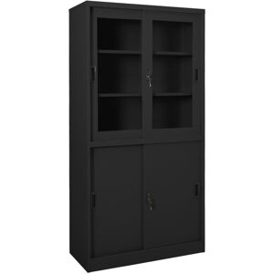 vidaXL Office Cabinet with Sliding Door Anthracite Steel - Office Cabinet vidaXL Office Cabinet with Sliding Door Anthracite Steel - Office Cabinet