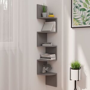 vidaXL Wall Corner Shelf Grey 19x19x123 cm Engineered Wood - Wall Shelf vidaXL Wall Corner Shelf Grey 19x19x123 cm Engineered Wood - Wall Shelf