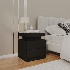 vidaXL Bedside Cabinet Black Engineered Wood Bed Telephone Stand Side Table vidaXL Bedside Cabinet Black Engineered Wood Bed Telephone Stand Side Table