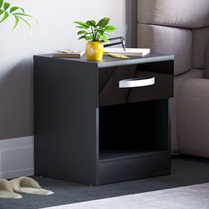 Home Discount (Black) Hulio 1 Drawer Bedside Cabinet Shelf Bed Table Home Discount (Black) Hulio 1 Drawer Bedside Cabinet Shelf Bed Table