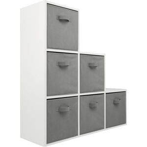 (6 Grey Drawers) Charles Jacobs White 3 Tier 6 Cube Storage Bookcase Shelf Displ (6 Grey Drawers) Charles Jacobs White 3 Tier 6 Cube Storage Bookcase Shelf Displ