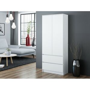 WHATSIZE ENTERPRISE MODERN 2 Door Storage Wardrobe With Shelves And 2 Drawers - White WHATSIZE ENTERPRISE MODERN 2 Door Storage Wardrobe With Shelves And 2 Drawers - White