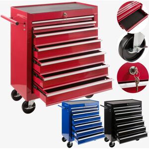 AREBOS 7-Drawer Red Tool Cabinet on Wheels - Central Locking, Steel Workshop Che AREBOS 7-Drawer Red Tool Cabinet on Wheels - Central Locking, Steel Workshop Che