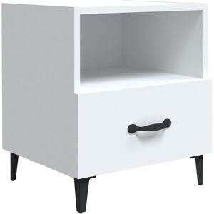 vidaXL Nova White Bedside Cabinet - Modern Design with Drawer & Metal Legs vidaXL Nova White Bedside Cabinet - Modern Design with Drawer & Metal Legs
