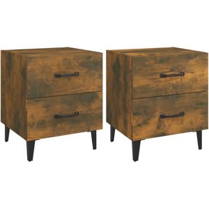(smoked oak, 2) vidaXL 1/2x Bedside Cabinet Engineered Wood End Table Nightstand (smoked oak, 2) vidaXL 1/2x Bedside Cabinet Engineered Wood End Table Nightstand