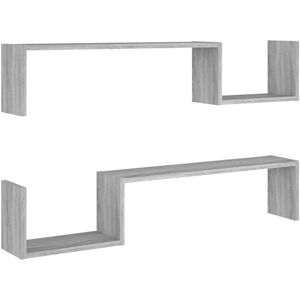 (grey sonoma) vidaXL 2x Wall Shelves Engineered Wood Wall-Mounted Hanging Rack M (grey sonoma) vidaXL 2x Wall Shelves Engineered Wood Wall-Mounted Hanging Rack M