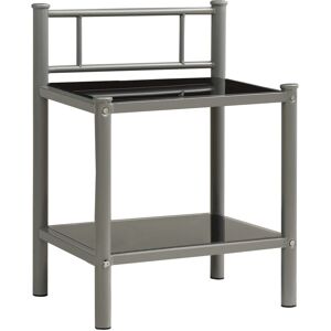 vidaXL 2x Bedside Cabinet Grey and Black Metal and Glass Side Table Bed Stand vidaXL 2x Bedside Cabinet Grey and Black Metal and Glass Side Table Bed Stand