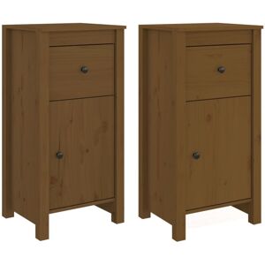 vidaXL 2x Solid Wood Pine Sideboards Honey Brown Wooden Side Cabinet Cupboard vidaXL 2x Solid Wood Pine Sideboards Honey Brown Wooden Side Cabinet Cupboard