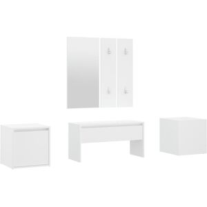 vidaXL Hallway Furniture Set White Engineered Wood Hall Bench and Coat Rack vidaXL Hallway Furniture Set White Engineered Wood Hall Bench and Coat Rack