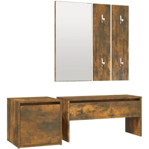 (Smoked oak) vidaXL Hallway Furniture Set Engineered Wood Hall Bench Rack Multi (Smoked oak) vidaXL Hallway Furniture Set Engineered Wood Hall Bench Rack Multi