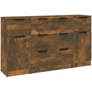 (Smoked oak) vidaXL Sideboard Set 3 Piece Engineered Wood Home Organiser Multi C (Smoked oak) vidaXL Sideboard Set 3 Piece Engineered Wood Home Organiser Multi C