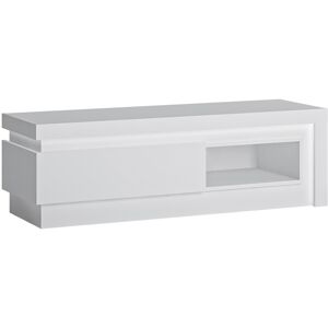 Lyon White High Gloss TV Cabinet with Open Shelf & Drawer - TV Furniture Lyon White High Gloss TV Cabinet with Open Shelf & Drawer - TV Furniture