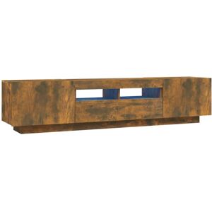vidaXL Smoked Oak TV Cabinet with LED Lights - TV Stand Media Unit vidaXL Smoked Oak TV Cabinet with LED Lights - TV Stand Media Unit