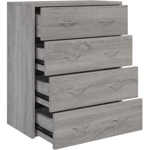 (Grey sonoma) vidaXL Sideboard with 4 Drawers Storage Organiser Cupboard Console (Grey sonoma) vidaXL Sideboard with 4 Drawers Storage Organiser Cupboard Console