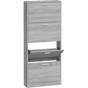 vidaXL Grey Sonoma 59x17x150 cm Shoe Cabinet 4Drawer Organiser Furniture vidaXL Grey Sonoma 59x17x150 cm Shoe Cabinet 4Drawer Organiser Furniture
