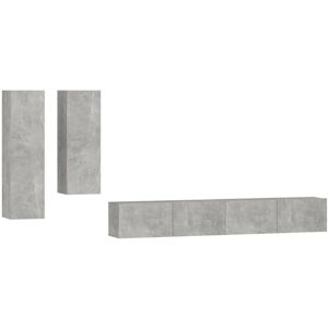 vidaXL TV cabinet - Concrete grey - 4-piece set - Engineered wood vidaXL TV cabinet - Concrete grey - 4-piece set - Engineered wood