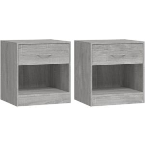 (Grey sonoma) vidaXL 2x Bedside Cabinets with Drawer Nightstand Bedroom Table Mu (Grey sonoma) vidaXL 2x Bedside Cabinets with Drawer Nightstand Bedroom Table Mu