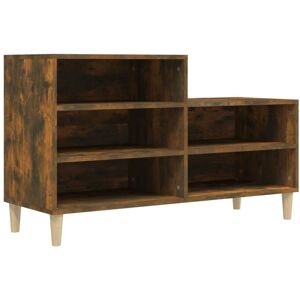 vidaXL Smoked Oak Shoe Cabinet - Engineered Wood Storage Rack vidaXL Smoked Oak Shoe Cabinet - Engineered Wood Storage Rack
