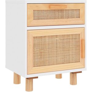 (White, 1) vidaXL 1/2x Solid Wood Pine Bedside Cabinet Natural Rattan Table Mult (White, 1) vidaXL 1/2x Solid Wood Pine Bedside Cabinet Natural Rattan Table Mult