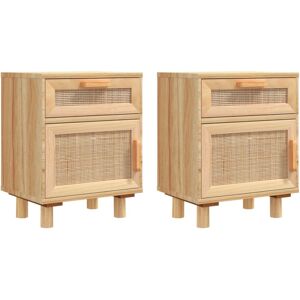 (Brown, 2) vidaXL 1/2x Solid Wood Pine Bedside Cabinet Natural Rattan Table Mult (Brown, 2) vidaXL 1/2x Solid Wood Pine Bedside Cabinet Natural Rattan Table Mult