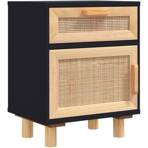 (Black, 1) vidaXL 1/2x Solid Wood Pine Bedside Cabinet Natural Rattan Table Mult (Black, 1) vidaXL 1/2x Solid Wood Pine Bedside Cabinet Natural Rattan Table Mult