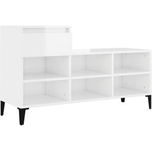 vidaXL White High Gloss Shoe Cabinet 102x36x60 cm Engineered Wood - Shoe Storage vidaXL White High Gloss Shoe Cabinet 102x36x60 cm Engineered Wood - Shoe Storage