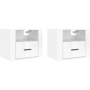 (High gloss white, 2 x Bedside cabinet) vidaXL 1/2x Wall-mounted Bedside Cabinet (High gloss white, 2 x Bedside cabinet) vidaXL 1/2x Wall-mounted Bedside Cabinet