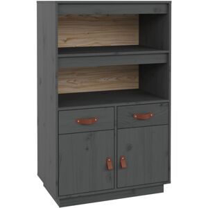 vidaXL Highboard Grey - Solid Wood Pine Storage Cabinet vidaXL Highboard Grey - Solid Wood Pine Storage Cabinet