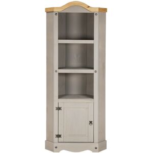 Mews Corona Grey Corner Display Unit Bookcase Pine Cupboard 3 Book Shelves Mews Corona Grey Corner Display Unit Bookcase Pine Cupboard 3 Book Shelves
