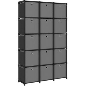 vidaXL 15-Cube Display Shelf with Boxes Black Fabric Storage Organiser Unit vidaXL 15-Cube Display Shelf with Boxes Black Fabric Storage Organiser Unit