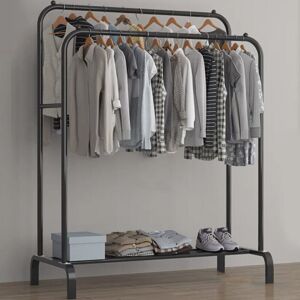 Unbranded (Black) Double Clothes Rail Hanging Rack Storage Shelf Unbranded (Black) Double Clothes Rail Hanging Rack Storage Shelf
