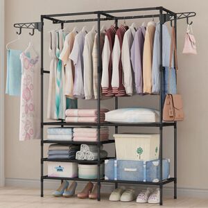 Unbranded (Black) Clothes Rail Hanging Rack Storage Shelf Unbranded (Black) Clothes Rail Hanging Rack Storage Shelf