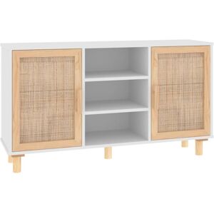 (white) vidaXL Sideboard Storage Cabinet Cupboard Solid Wood Pine and Natural Ra (white) vidaXL Sideboard Storage Cabinet Cupboard Solid Wood Pine and Natural Ra