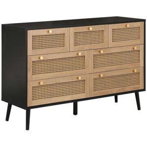 Black Chest of 7 Drawers Rattan Birlea Croxley Mid Century Modern Black Chest of 7 Drawers Rattan Birlea Croxley Mid Century Modern